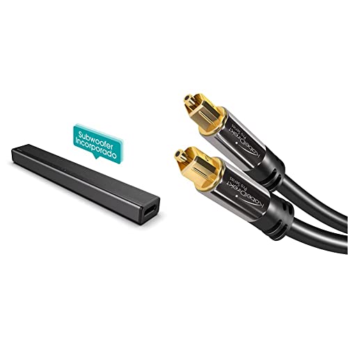 Hisense HS214 Barra de Sonido de 2.1 Canales con subwoofer Integrado, 108 W, diseño Compacto Todo en uno con Bluetooth + KabelDirekt - 1m Cable Óptico TOSLINK Audio, Pro Series Cover