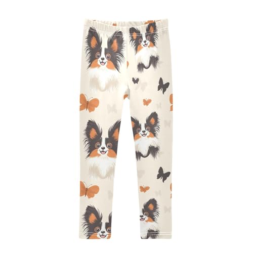 Dog and Butterfly Girls Leggings,Workout Leggings for Girls Toddler Athletic Legging Size for 3-10T