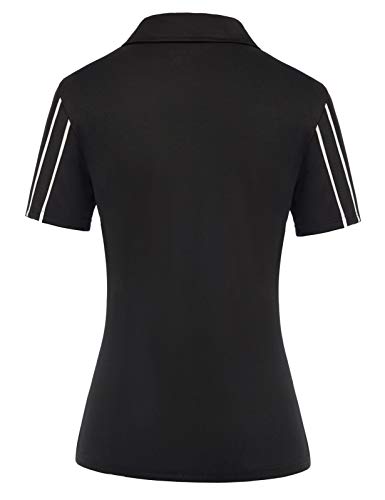 Women Golf Tops Short Sleeve Upf 50+ Tennis Polo Shirts Upf 50+ V Neck Equestrian Shirts Black Xl #TOP1