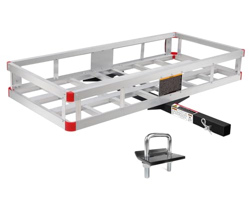 MaxxHaul Aluminum Cargo Carrier with Hitch Tightener Trailer Hitch Mount for RV Truck SUV Van Car with 2 Receiver - 500 lb. Load Cap. 47.25 x 20.25 x 6 Inner Dims. 49 x 22 x 6 Outer Dims.