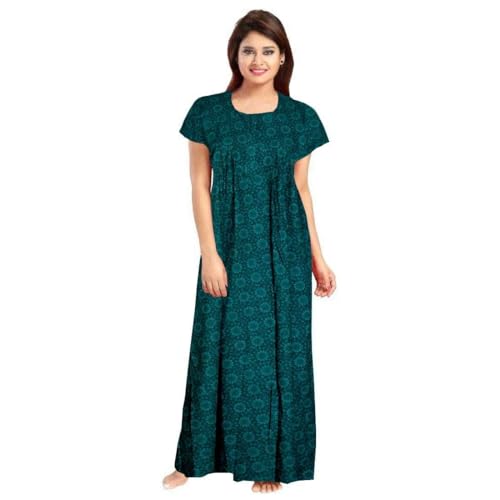 Image of Keyocean Women's Cotton Printed Gown Ankle Length Nighty Free Size (Pack of 2)