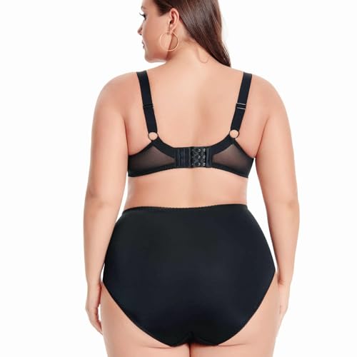 Plus Size Bra with Underwire String Woman's Half Cup Lace Bra Unlined Non Padded Bras (Black, 34, 38O)3