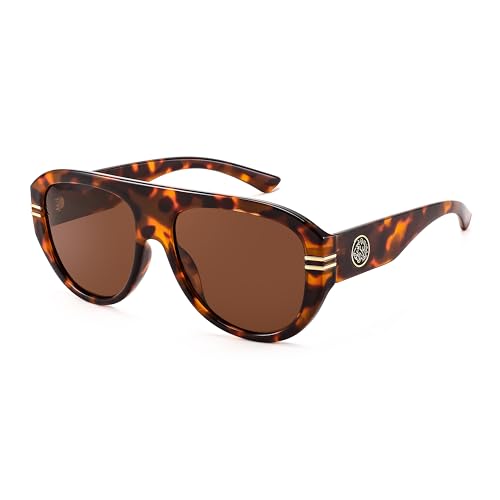Image of FEISEDY Retro Polarized Aviator Sunglasses for Men Women Trendy 70s Vintage Plastic Frame Sun Glasses B4150