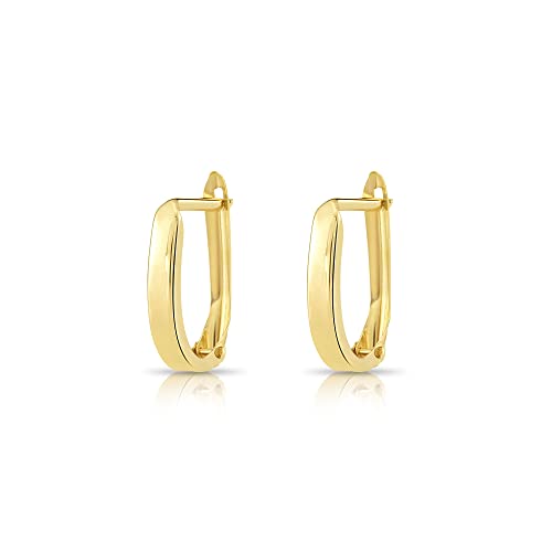 Image of 14K Yellow Gold Huggie Hoop Earrings, Shiny and Small, Round and Oval