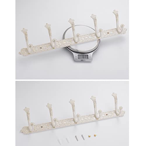 Perchero de Pared Perchero Dorado y Blanco Montaje en Pared, Percheros detrás de la Puerta, Ganchos de Pared Estante para baño, Dormitorio, Entrada Perchero (Color: B, Tamaño: 5 Ganchos)