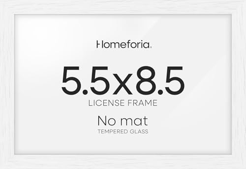 Image of Homeforia 5.5x8.5 Business License Frame White, High End Oak 5.5 x 8.5 Wood Certificate Frames, 5.5by8.5 Document Frames for Wall or Tabletop, Wooden Picture Frames, Tempered Glass, Wall Kit, Set of 2