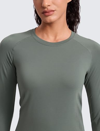 Image of CRZ YOGA Seamless Top Waist Length | Training, Chafe-Free, Slim Fit, Raglan Sleeves, Mesh Vents, Workout, Long Sleeve Shirts for Women