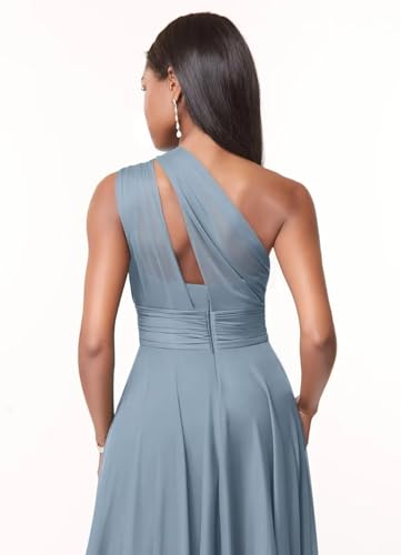 Kyeuan One Shoulder Bridesmaid Dresses with Pockets Sleeveless Short Ruffle Homecoming Dresses for Teens3