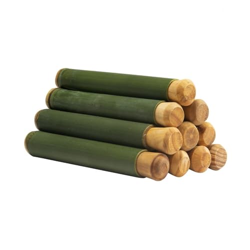 Insulated Natural Bamboo Tubes - 10 Set Sticky Rice Steamer, Traditional Chinese Cooking Tool for Sushi, Rice & Zongzi Supplies((Outer Dia.3.5~4.0cm))
