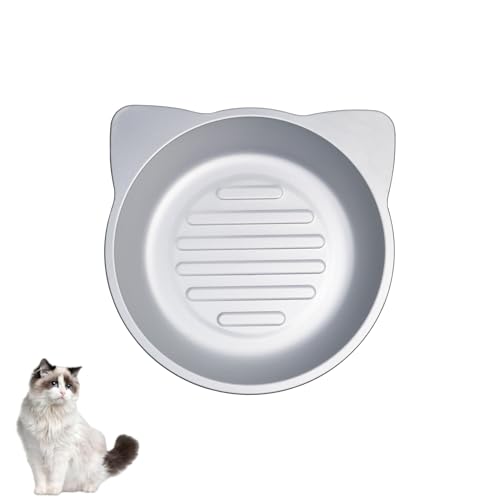 FHFH猫鍋 ねこ鍋 アルミ ひんやり 冷感 夏用 暑さ対策 猫ベッド クール ベッド たらい 猫顔型 小型犬 室内用 (ストライプ,38*38CM)