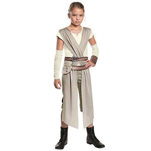 ELEGAWHISPR Girls Rey Costume Halloween Deluxe Jumpsuit Child Cosplay Outfits with Belt Bracer Accessories (Large(9-12 Years))