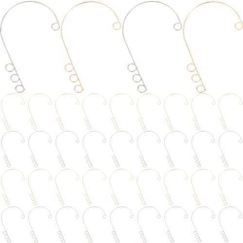 SUNNYCLUE 40Pcs Ear Wrap Earrings Non Pierced Wraps Ears Cuffs Gold Silver 316 Surgical Stainless Steel Earring Components with 4 Loops for Earring Backs Findings jewellery Making Accessories Women DI