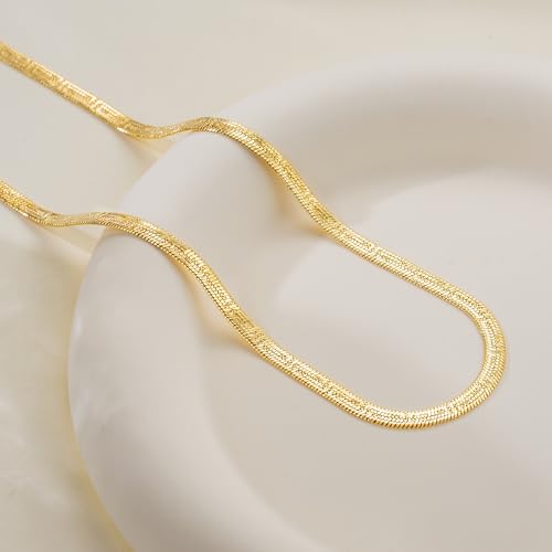 14K Gold Necklaces for Women 4mm Dainty Gold Necklace for Women Golden Chain for Men 14k Whispers of Heritage with Chinese Ancient Fret Patterns Waterproof Snake Golden Chain Necklaces 16,18,20,22,24in3