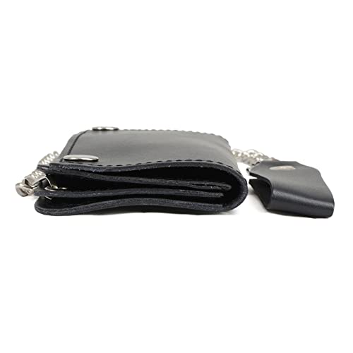Milwaukee Leather Men's Genuine Leather Bi-Fold Biker Wallets w/Anti-Theft Stainless Steel Chain - 6 Inch