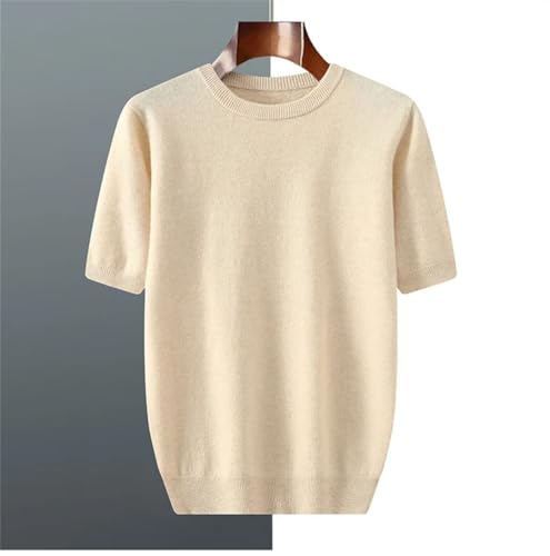 Men’S Slim Fit Wool Blend Knitted Pullover Sweater Short Sleeve Round Neck Business Casual Top Tee2