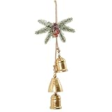 Antique Gold Foil Christmas Bells for Door Bell Knob Hanger with Metal Jingle Bells,Pine Cone,Leafs and Berries,Home DΓ©cor,Wreath/Holiday Tree/Door/Wall Hanging Ornament for DIY