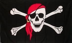 6 ft. Bandanna Pirate Skull Safety Flag with 1/4" White Pole (no mounting hardware)
