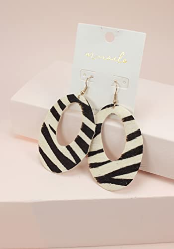 Bohemian Light weight Cowhide Leather Earring with Leopard, Zebra, Cow, Camouflage, Tiger Prints for Women Fashion.2