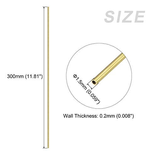 METALLIXITY Messing Rohr (1.5mm AD x 0.2mm Wand T x 300mm L) 5Stk Gerade Schläuche - für Haus Einrichtung Maschine Basteln Kunsthandwerk