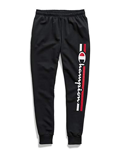 Champion Mens Powerblend Graphic Jogger Pant, Adult, Black, XXL