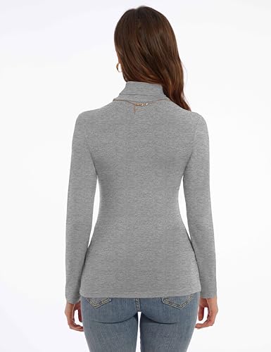 Image of Women's Turtleneck Long Sleeve Shirts Slim Fitted Lightweight Base Layer Casual Tops