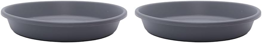 The HC Companies Plato clásico redondo de plástico de 6 pulgadas, bandejas para plantas de interior y exterior para macetas, 6.75 x 6.75 x 1.13