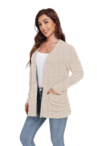 Image of GRECERELLE Womens Long Sleeve Lightweight Open Front V-Neck Casual Cardigan Sweaters Outerwear with Pockets 2025, S-2XL
