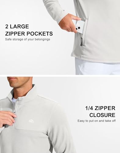 Pudolla Men's Quarter Zip Pullover with 2 Pockets Fleece Warm Soft Golf Sweatshirts for Running Athletic Workout4