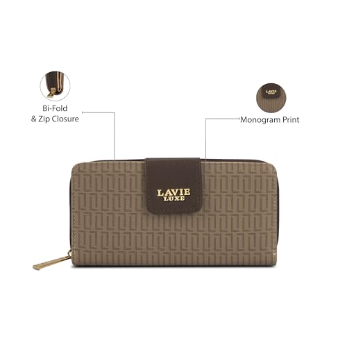 Image of Lavie Luxe Women's Mono Mia25 Bifold Zip Wallet |Gift For Ladies