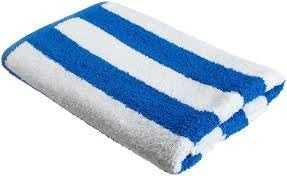 Chlorine Resistant Pool / Beach Towel by Hotel Linens (Blue and White Stripe ) (Pack of 1)