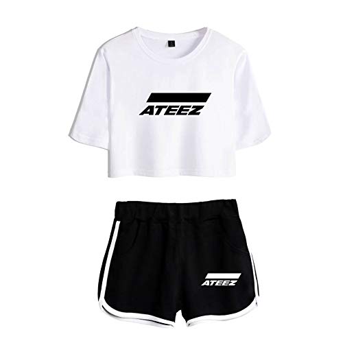 Enjoyyourlife Unisexe Kpop ATEEZ T-Shirt & Short Set Crop Top & Short Hong Joong Seong HWA Yun Ho Yeo Sang San Min Gi Woo Young Jong Ho