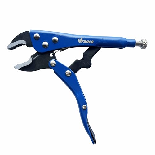 VTOOLS 5 Inch Locking Pliers Chrome Vanadium Steel Curved Jaw Lock Grip Plier Adjustable Locking Clamp Rust Resistant Hand Tool for Mechanic DIY Repair Workshop Blue VT2273