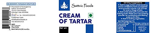 Image of Sattvic Foods Cream of Tartar Powder (100 g) | Potassium Bitartrate | Keto-Friendly Adrenal Energizer | Use in Cooking, Leavener in Baking, Natural Non-Toxic Cleaner (Pack of 2)