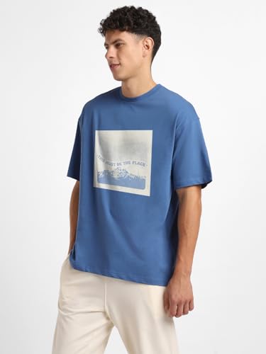 Image of Nobero Men's Oversized Graphic T-Shirt for Men | Soft Cotton | Drop Shoulder Relaxed Fit | Printed Casual Tshirt for Men