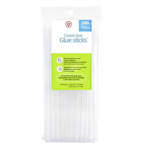 Image of 200 Count - Crystal Clear Hot Glue Sticks - Full Size, 5.9 inch x 0.27 inch, All-Purpose Glue for Crafting, Wood, Metal, Glass, Plastic, Fabric, Foam - Ideal for DIY, Scrapbooking & More
