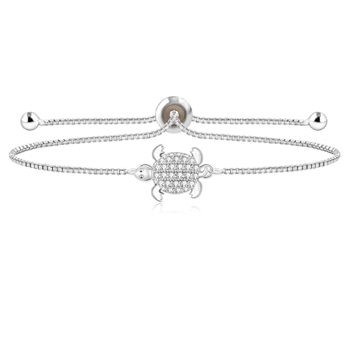 JunyiDIY Pulsera Elegante de Enlace Plateado con Cierre Bolo Ajustable - Pulsera...