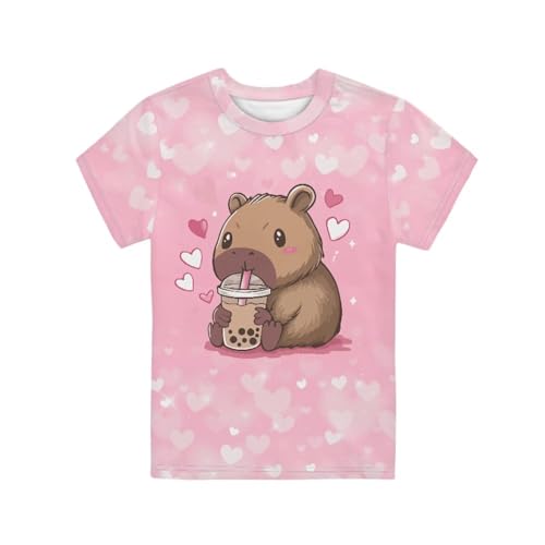 Image of Xhuibop Kids Tshirts Girls Boys 3-16 Years Summer Clothes for Teens Loose Fitting Tops