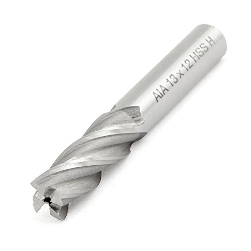 Image of uxcell 12mmx13mmx35mmx85mm Machining Cutting Tool Helical Groove 4 Flute Straight Shank Milling Cutter End Mill