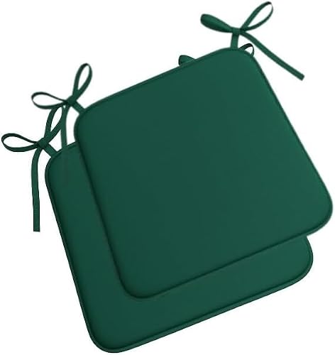 Image of Chair Seat Pads with Ties 38x38x3cm Memory Foam Seat Cushion Non Slip Chair Pad for Dining Chairs Kitchen Office Garden Outdoor Indoor Seat Cushions Square Chair Cushion (Green, Set of 2)