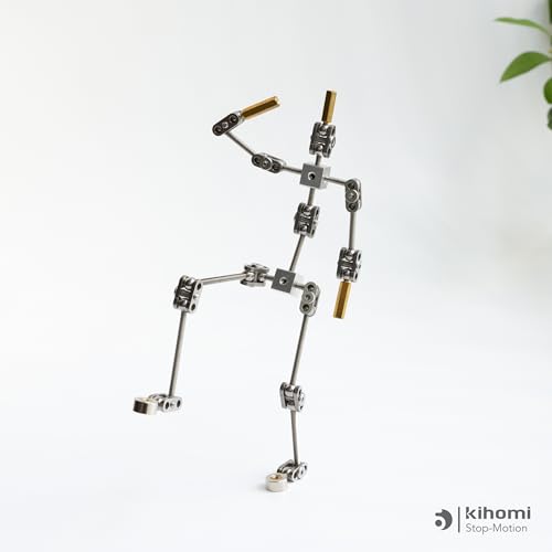 Kihomi Studio Stop Motion Armature Kit - Feet Tie Down DIY Metal Puppet Figure Skeletons Easy Assembly for Animation Character Design & Creative Fun, Perfect for Stop Motion Animation (Silver, 7.4in)