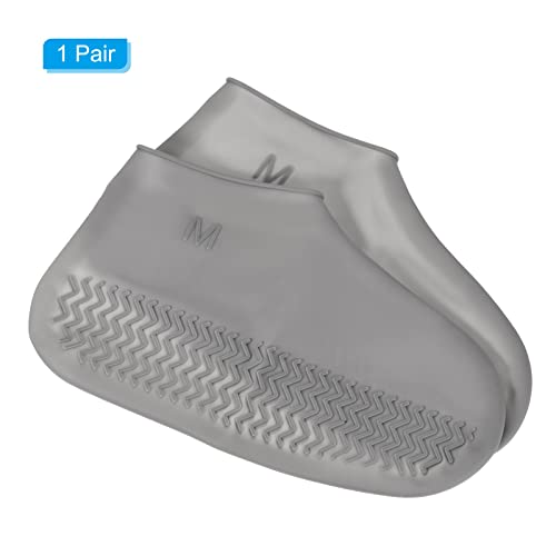 Cubrecalzados plegables impermeables de silicona, reutilizables y antideslizantes para lluvia y nieve, color gris, 1 par miniatura 3