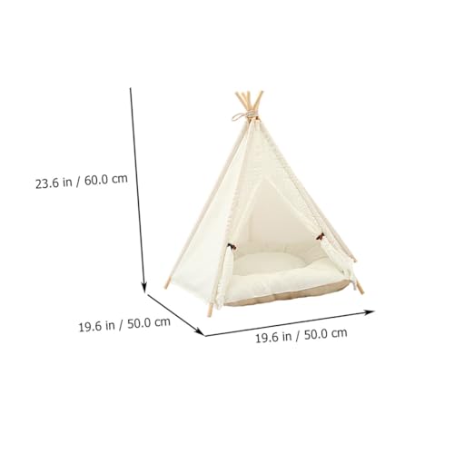 Lit pour chat triangle en bois petite maisonnette pliable coton animaux - 3