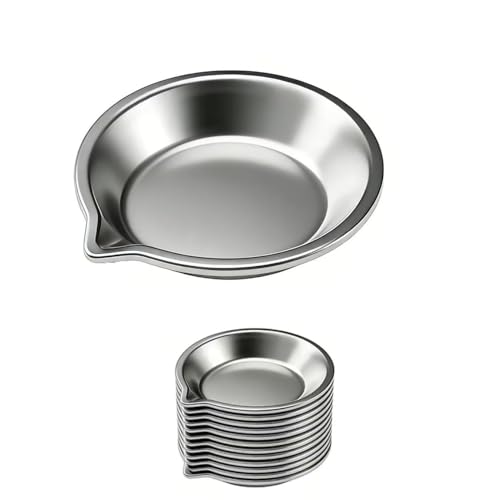 16 Piezas Paleta de Pintura Acero Inoxidable Metal Bandeja de Acuarela con Boca Pequeña Paletas Redondas para Maquillaje Pinturas Acrílicas Mezcla Pigmentos