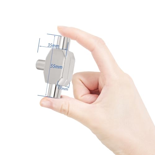 Bingfu Satellite Splitter 2-Way TV Aerial Splitter for Dual Screens - 2 Way 1 Male to 2 Female T-Coupling Coax Adapter Connector - Image 4