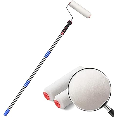 HOSKO 6FT Paint Roller Kits - 9.5 inches Roller Frame with 3 Paint Roller Covers and 60 inches Stainless Steel Detachable Handle - for Painting Walls and Ceiling Cover