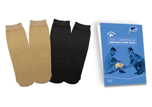 Cotton Prosthetic Stump Socks – AK, 1 PLY, Light Compression, Soft, Thin, Amputee Socks, Taiwan Excellence, 4 PCS S/M/L