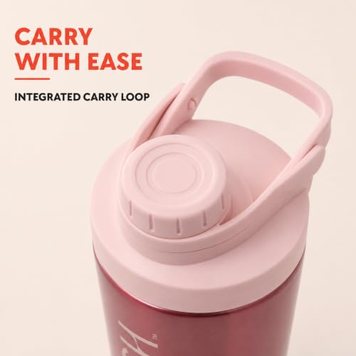 Image of Insulated Protein Shaker Bottle 24oz, Pink Ombre, Pismo Sunset | BPA free, Quiet mixing, No blender ball, Insulated cup, Twist-lock lid, Leak-free, Pismo Sunset, Bold California style