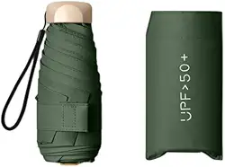 Miniguarda-chuva de viagem com capa, pequeno, compacto, com proteção UV, para sol e chuva, leve, à prova de vento, para mulheres, homens e crianças