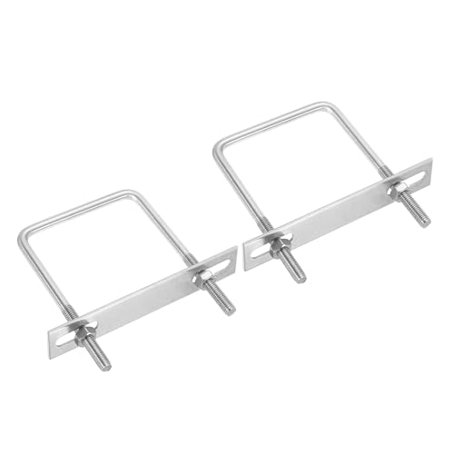 Image of PATIKIL M8x90x130mm Square U-Bolts Kit, 4Set 304 Stainless Steel Square U Shaped Bolts Replacement Parts with Frame Plates and Nuts for Ski Board Sailboat Trailer