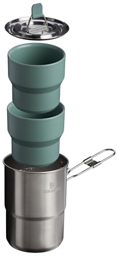Stanley Wildfare Go 4-Piece Stainless Steel Two Cup Cook Set | 32 oz Pot and Lid with Fold & Lock Handle | 2 Stacking Cups | Camping Essentials for Your Camp Kitchen | BPA-Free | Shale + Charcoal - Image 3
